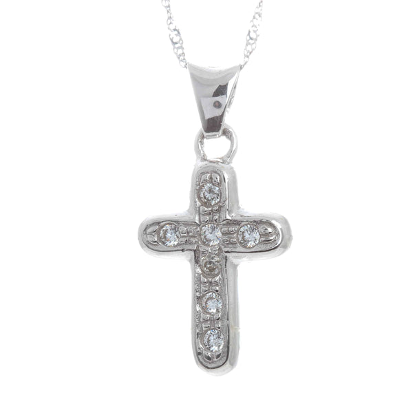 18k White Gold Cross Necklace