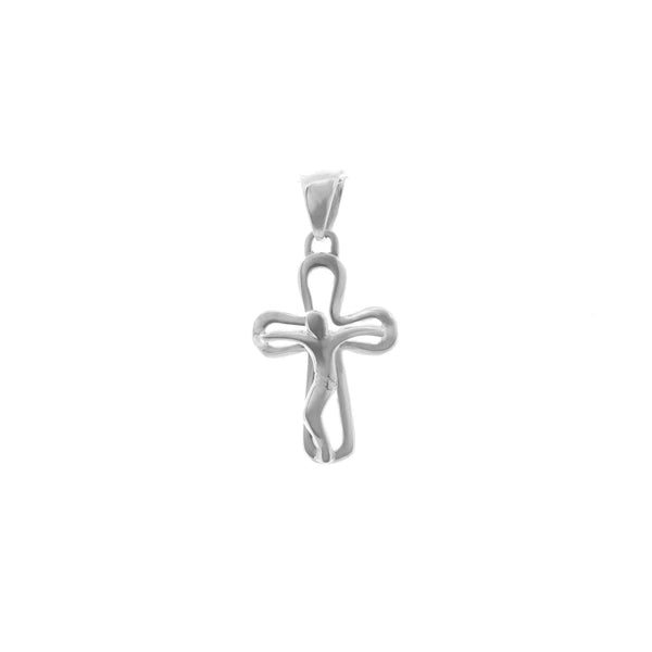 18k White Gold Cross Solid Hand Made Pendant