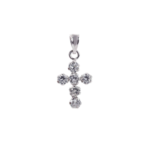 18k White Gold Cubic Cross Classic Pendant