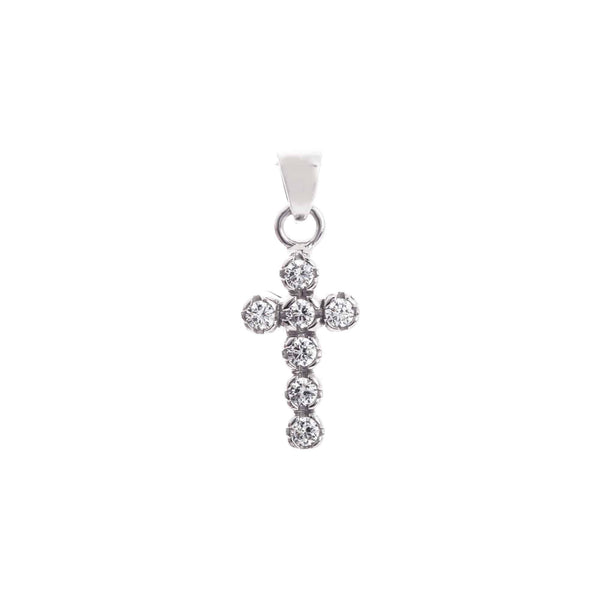 18k White Gold Cubic Cross Classic Pendant