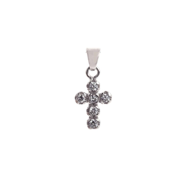 18k White Gold Cubic Cross Classic Pendant