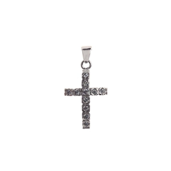 18k White Gold Cubic Curve Cross Pendant