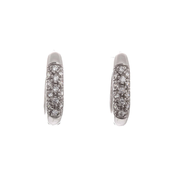 18k White Gold Cubic Huggies Athena Earrings