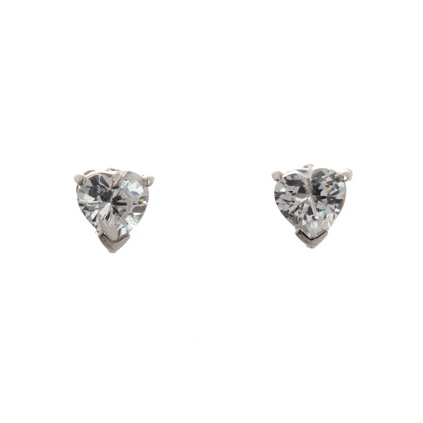 18k White Gold Cubic Post Lyric Earrings