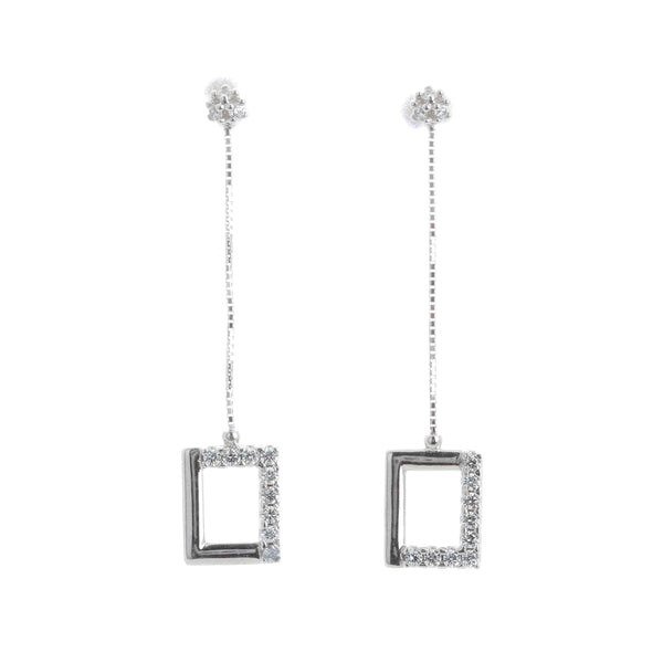 18k White Gold Cubic Square Drop Eloise Earrings