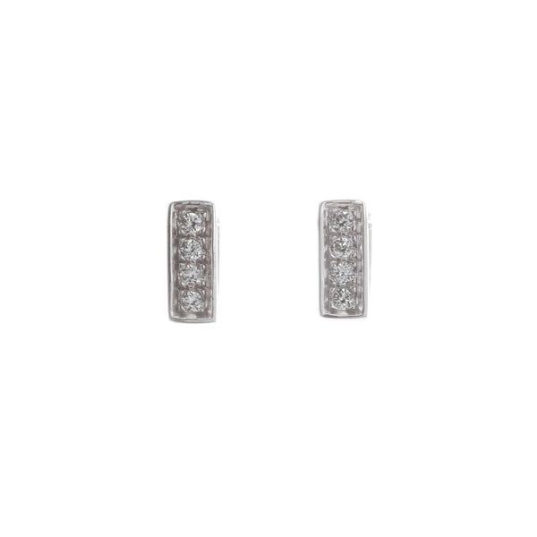 18k White Gold Cubic Square Huggies Reagan Earrings