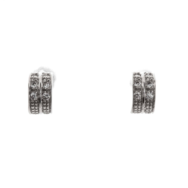 18k White Gold Cubic Stud Post