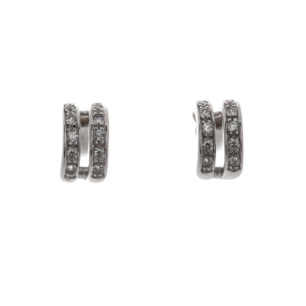 18k White Gold Cubic Stud Post Mckenna Earrings