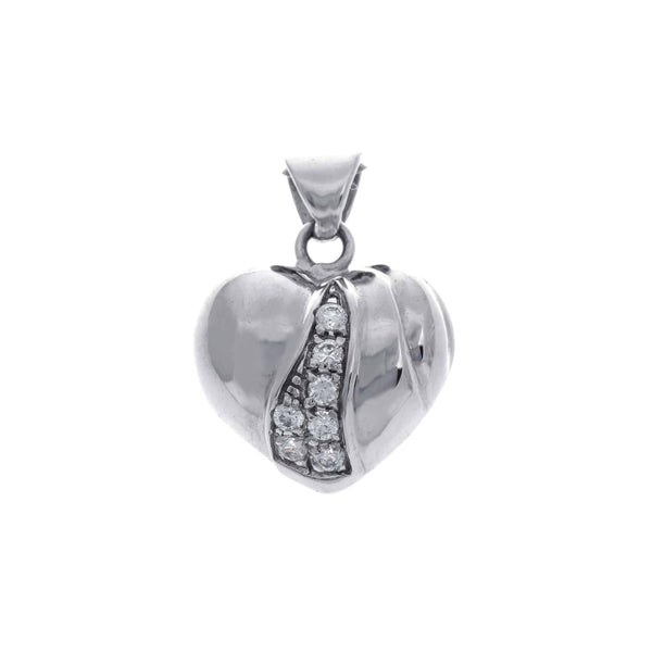 18k White Gold Design Heart Cubic Italy Pendant