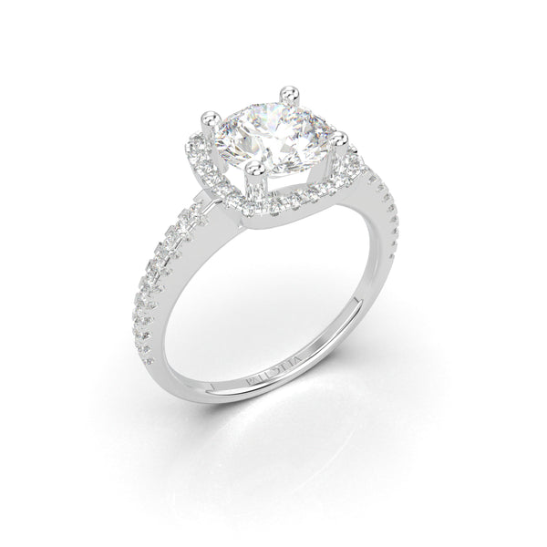 18K White Gold Donna Halo Engagement Ring - Rings