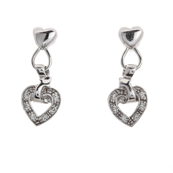 18k White Gold Double Heart Drop Sienna Earrings