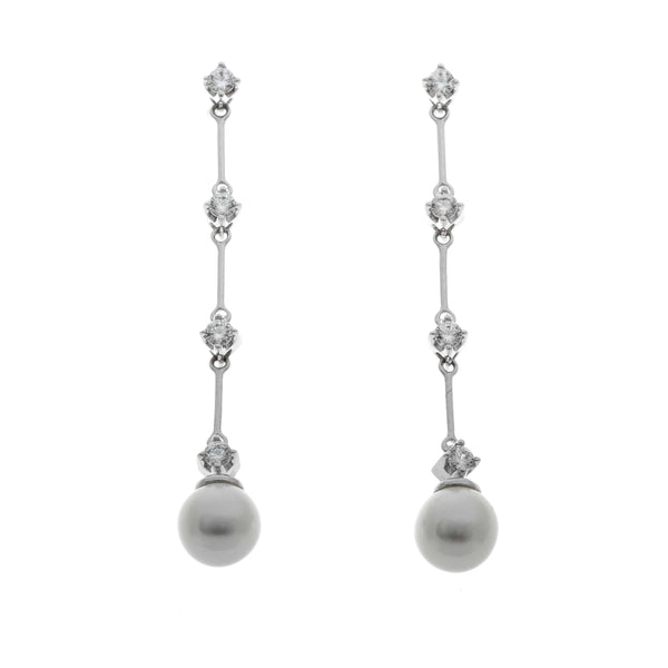18k White Gold Drop Pearl & Cubic Averie Earrings