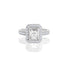 18K White Gold Emerald Halo Engagement Ring - Rings