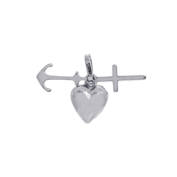 18k White Gold Faith Hope Charity Pendant