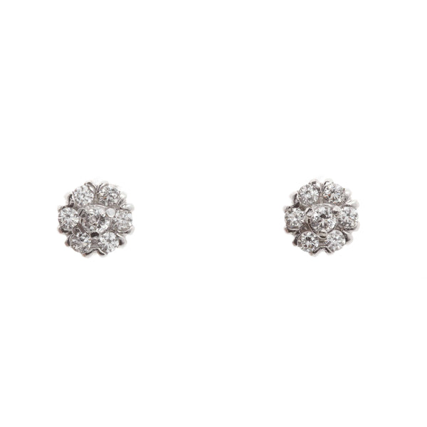 18k White Gold Floral Cubic Post Adelina Earrings