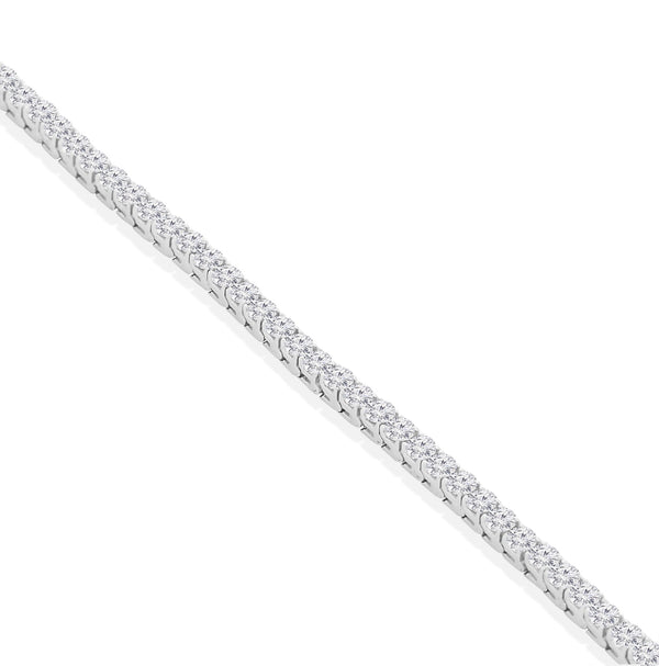 18k White Gold Four Prong Cubic Tennis Bracelet