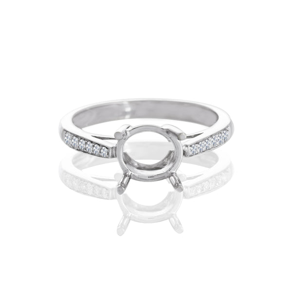 18k White Gold Half Shank Four Prong Engagement Ring