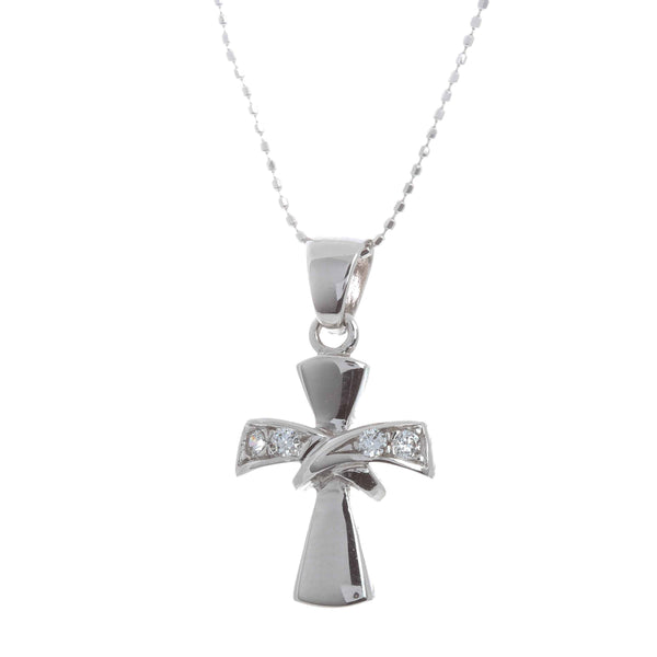 18k White Gold Jonah Cross Necklace