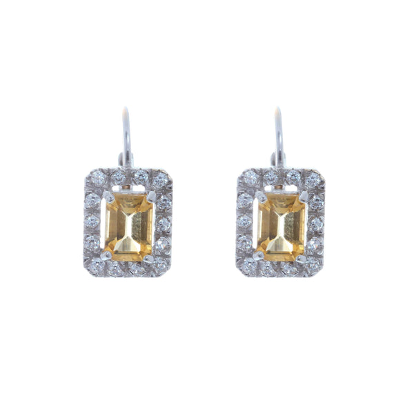 18k White Gold Lever back Cubic Isabelle Earrings