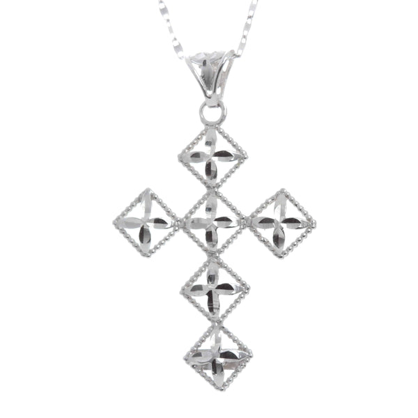 18k White Gold London Cross Necklace
