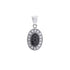 18k White Gold Oval Cubic & Blue Sapphire Pendant