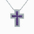 18k White Gold Princess Amethyst & Cubic Cross Necklace