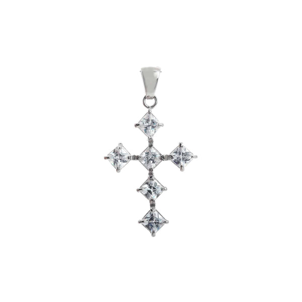 18k White Gold Princess Cubic Cross Pendant