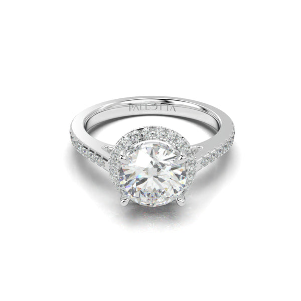 18K White Gold Reese Round Halo Engagement Ring - Rings