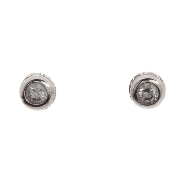 18k White Gold Round Cubic Post Kayleigh Earrings