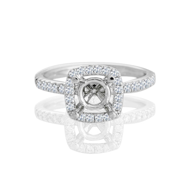 18k White Gold Round Halo Engagement Ring