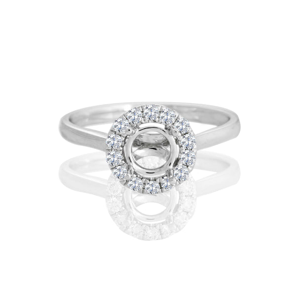 18k White Gold Round Halo Engagement Ring