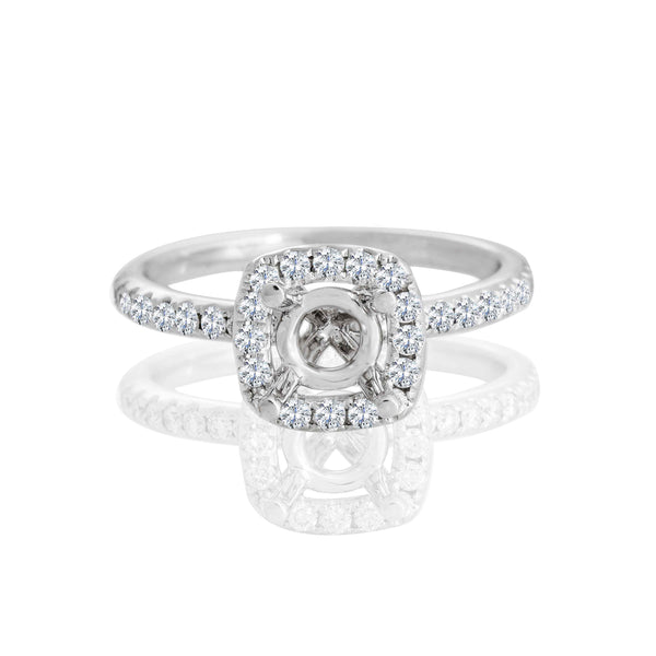 18k White Gold Round Halo Engagement Ring