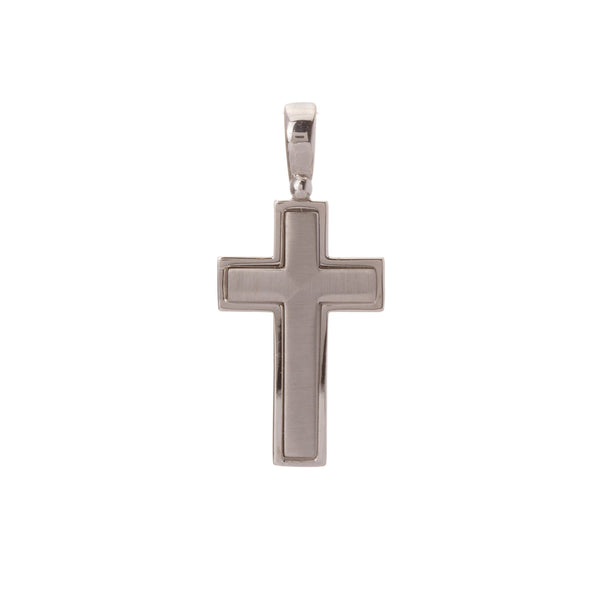 18k White Gold Solid Cross Pendant