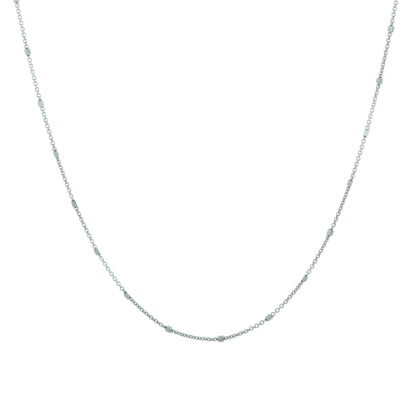 18k White Gold Stationary Flat Bead Chain