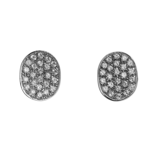 18k White Gold Studs Oval Cubic Bella Earrings