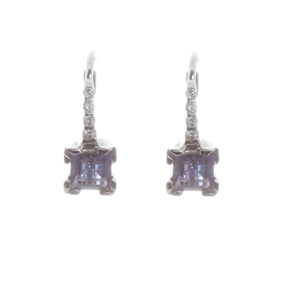 18k White Gold Tanzanite Diamond Luna Earrings