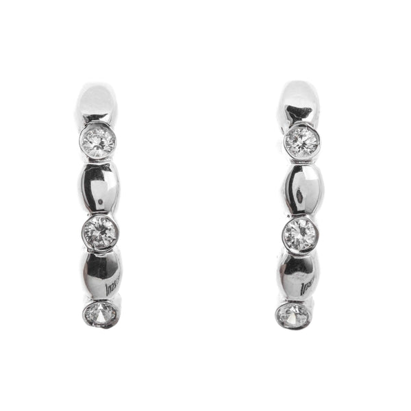 18k White Gold Three Stone Cubic Post Alison Earrings