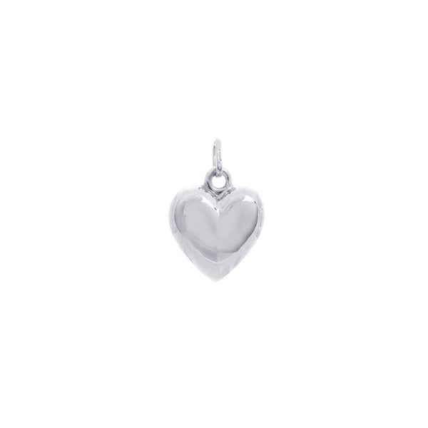 18k White Gold Tiny Puffed Heart