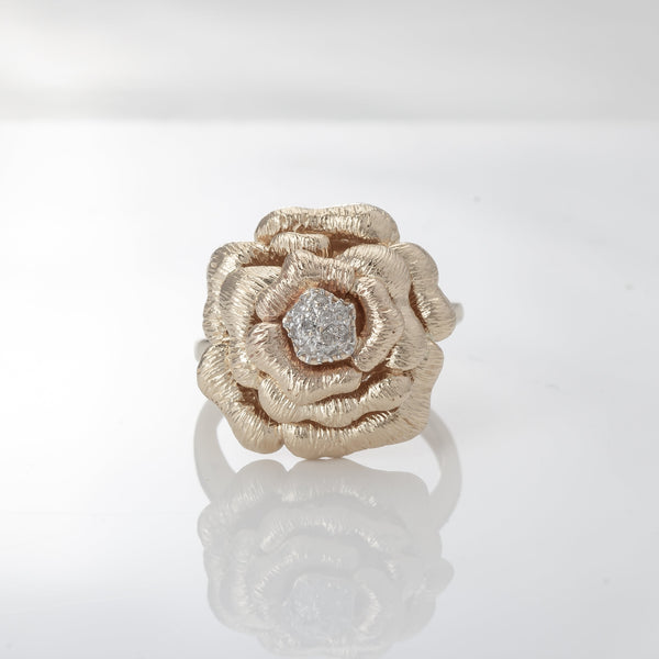 18k Yellow Gold (0.10 Ct. Tw.) Floral Handmade Ring