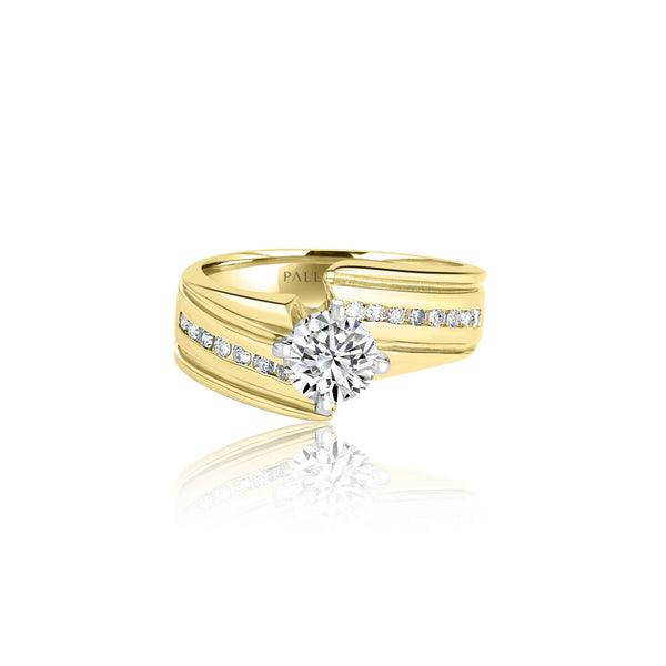 18k Yellow Gold Swirl Engagement Ring