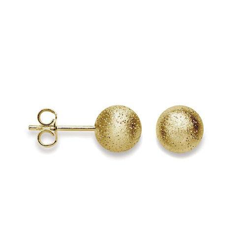 18k Yellow Gold 3mm Frosted Ball Alejandra Earrings