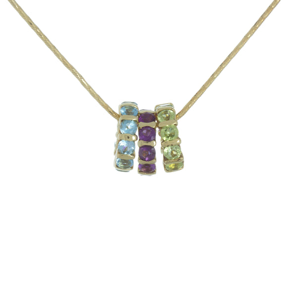 18k Yellow Gold Amethyst Aqua Peridot Necklace