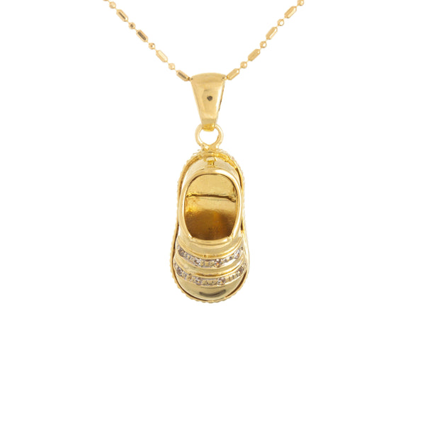 18k Yellow Gold Baby Boy Shoe Chain Necklace