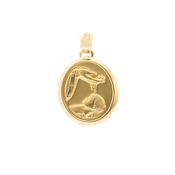 18k Yellow Gold Baptismal Circle Pendant