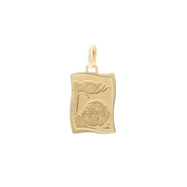 18k Yellow Gold Baptismal Curved Pendant