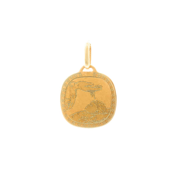 18k Yellow Gold Baptismal Medal Pendant