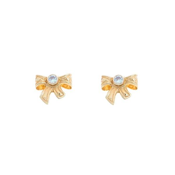 18k Yellow Gold Bow & Cubic Post Lana Earrings
