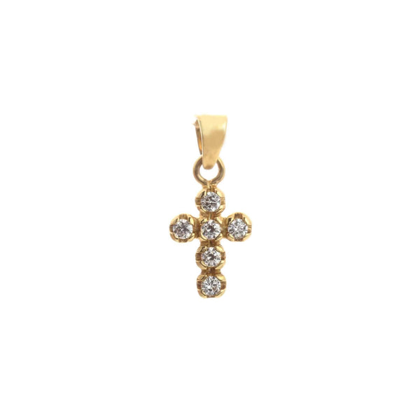 18k Yellow Gold Cross Cubic Italy Pendant