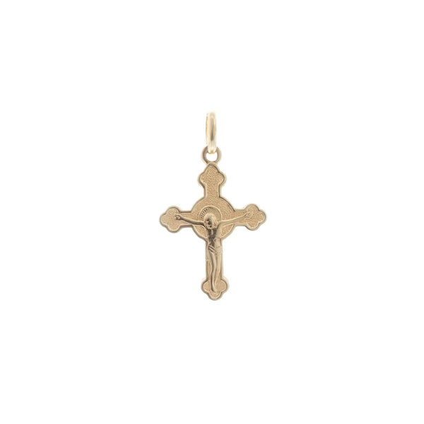 18k Yellow Gold Cross Jesus Pendant