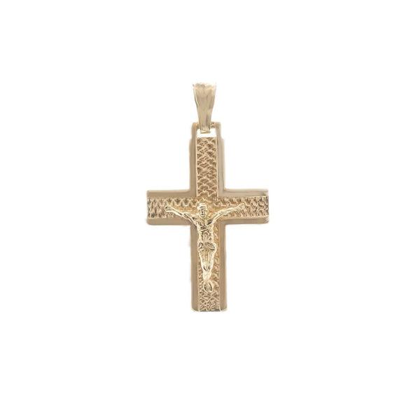 18k Yellow Gold Cross Textured Pendant